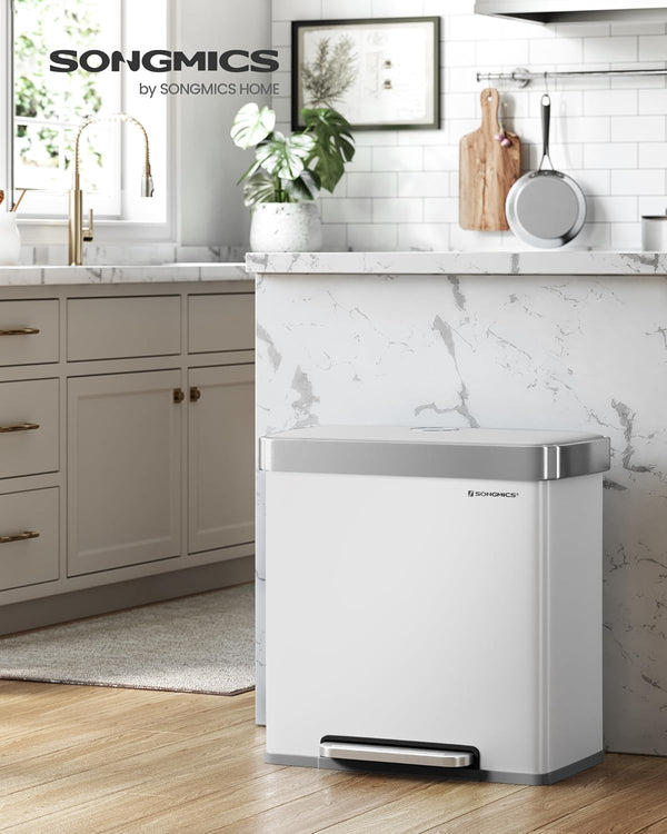 Stainless Steel Pedal Bin (2×30L) - Soft-Close Lid