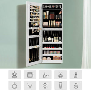 Wall Mounted Lockable Jewellery Cabinet with Mirror - Karrari