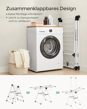 Foldable Clothes Drying Rack – 2 Levels, 24 Rails - Karrari