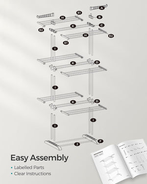 4-Tier Foldable Clothes Drying Rack – Stainless Steel - Karrari