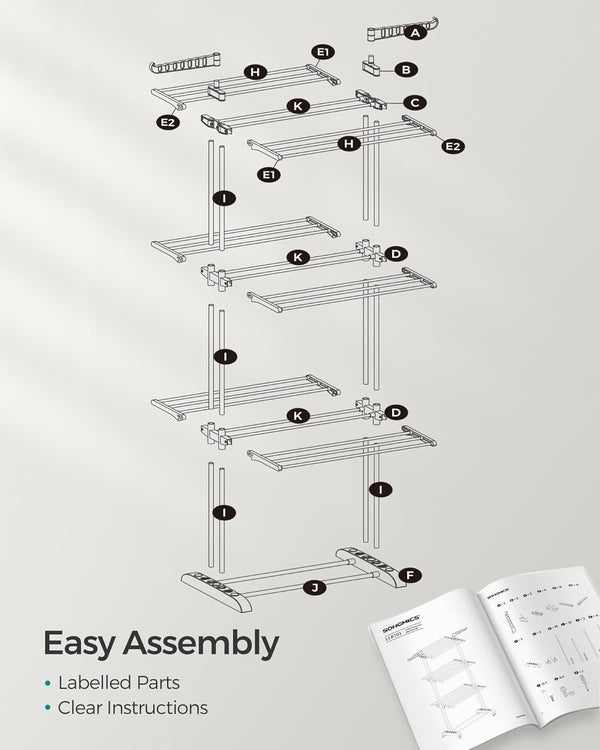 4-Tier Foldable Clothes Drying Rack – Stainless Steel - Karrari