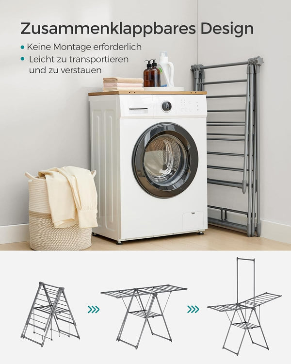 Foldable Clothes Drying Rack – 2 Levels, 24 Rails - Karrari