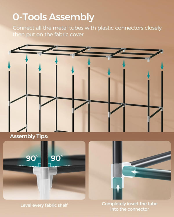Clothes Storage Wardrobe with 4 Rails & Shelves - Karrari