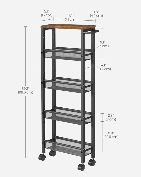 5-Shelf Kitchen Trolley with Wheels - Karrari