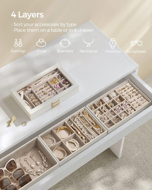 4-Tier Stackable Jewellery Box with Glass Lid - Karrari