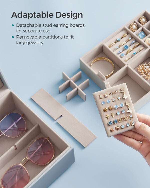 2-Layer Jewellery Box with Handle - Removable Tray