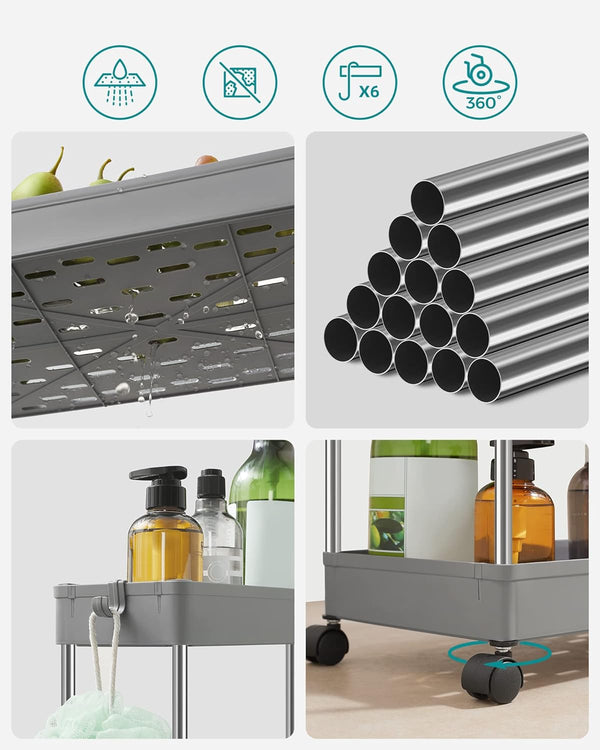 4-Tier Rolling Storage Trolley - Dove Grey - Karrari