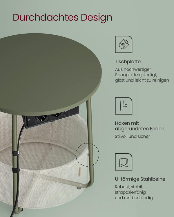 Side Table with Socket & Basket - Karrari