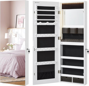Wall-Mounted LED Jewellery Cabinet - Frameless Mirror - Karrari