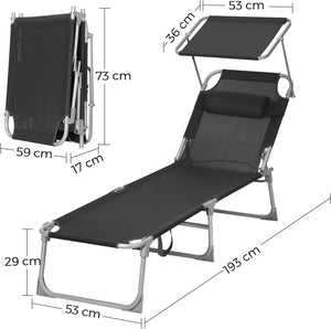 Adjustable Sun Lounger, Lightweight & Foldable