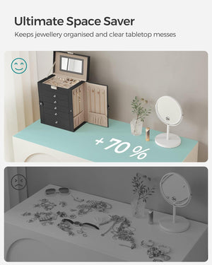 6-Tier Lockable Jewellery Box with Mirror & 5 Drawers - Karrari