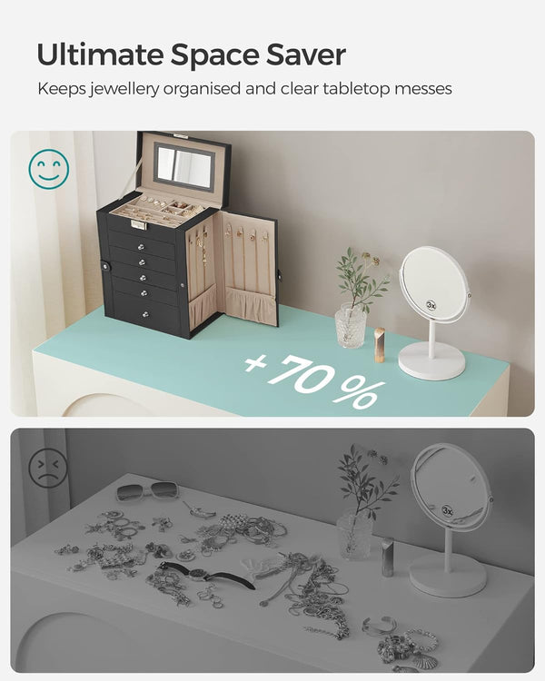 6-Tier Lockable Jewellery Box with Mirror & 5 Drawers - Karrari