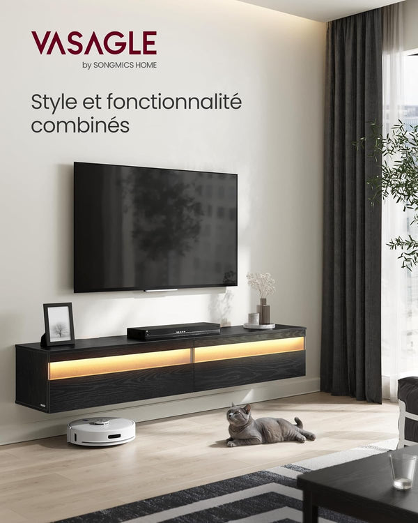 Modern Hanging TV Unit – Wall-Mounted with LED