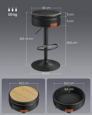 Height-Adjustable Bar Stool with Storage - Karrari