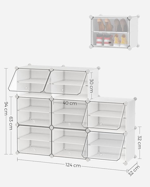 8-Slot Interlocking Shoe Storage Cabinet with Doors - Karrari