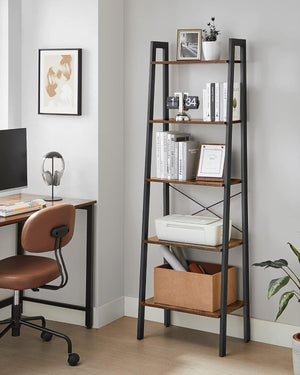 5-Tier Ladder Shelf – Industrial Bookcase - Karrari