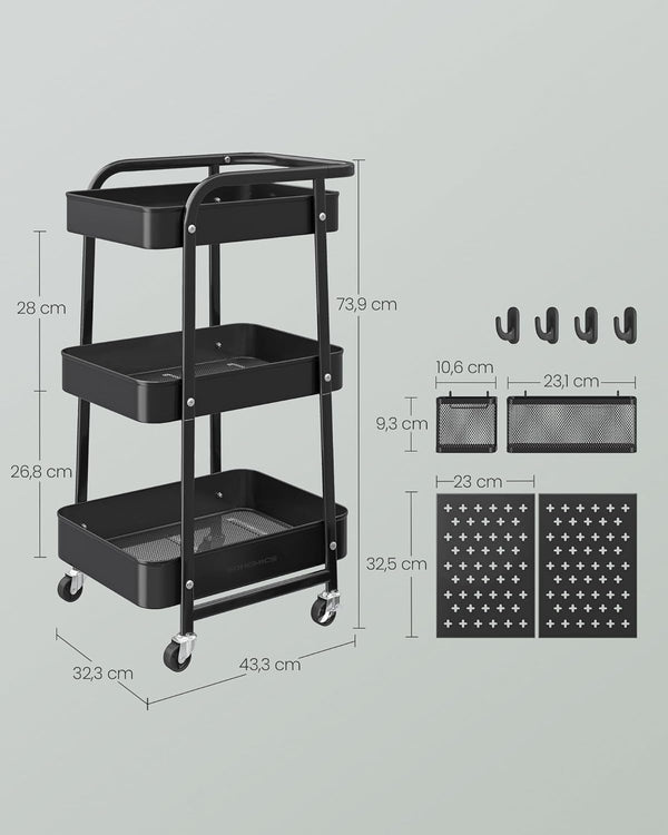 3-Tier Metal Kitchen Trolley - Karrari