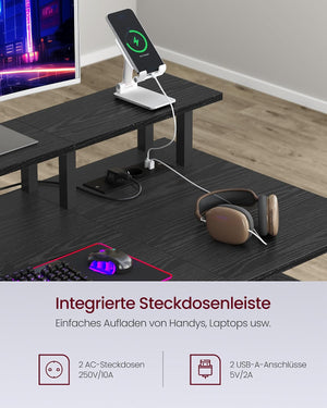 Gaming Desk with Fabric Drawers, Screen Mount with Socket - Karrari