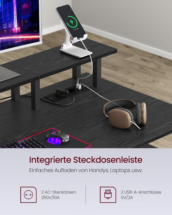 Gaming Desk with Fabric Drawers, Screen Mount with Socket - Karrari