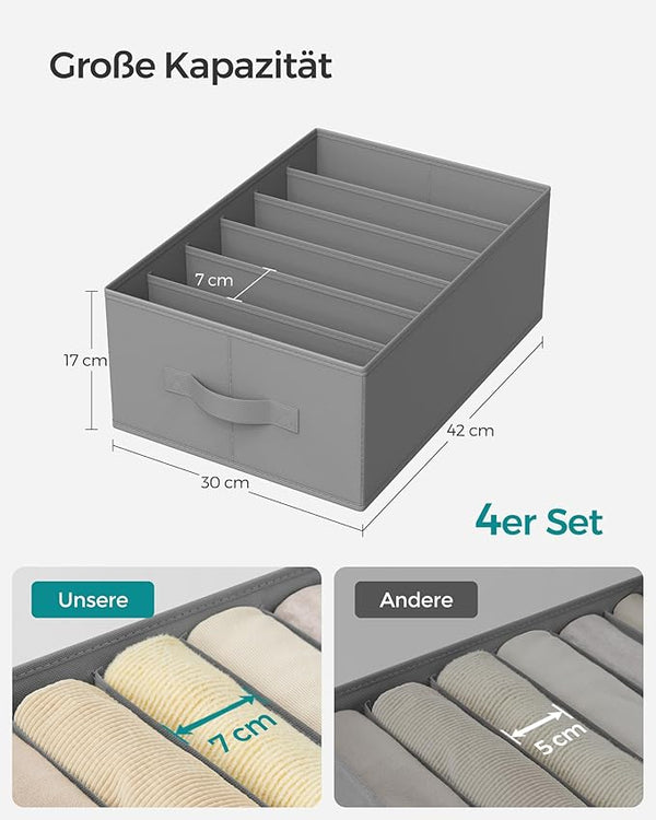 Set of 4 Wardrobe Drawer Organisers - 6 Compartments - Karrari