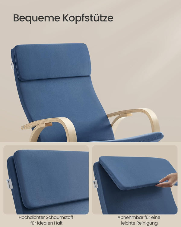 Rocking Chair with Birch Wood Frame - Midnight Blue - Karrari