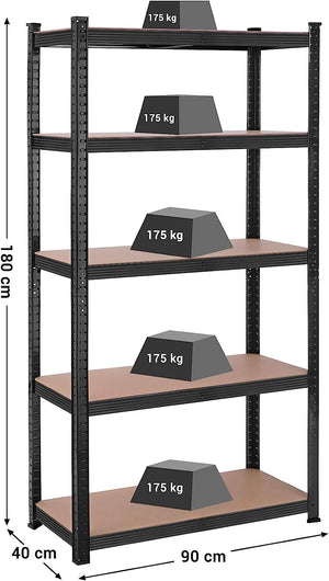 Garage Storage Shelf - 5-Tier Steel, Tool-Free Assembly (40 90x180cm) - Karrari