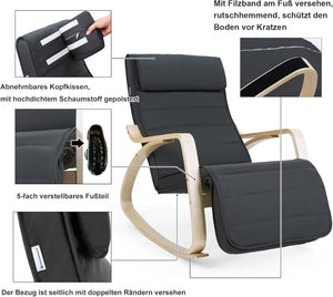 Rocking Chair with Wooden Armrests - Grey and Woody - Karrari