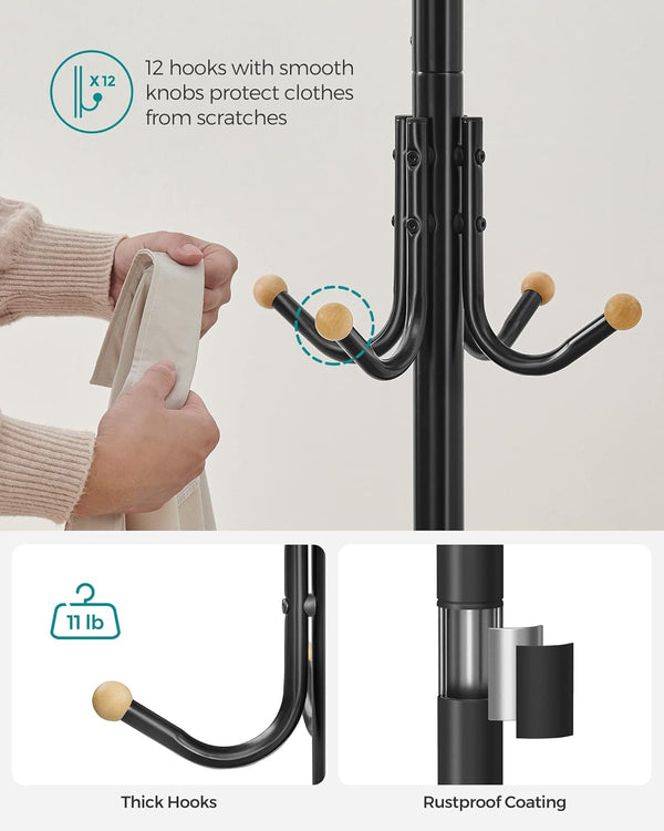 Metal Coat Rack Stand with 12 Hooks - Karrari
