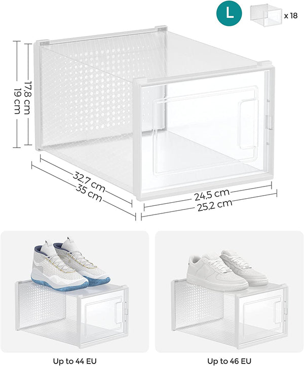 Pack of 18 Foldable Stackable Shoe Storage Boxes - Karrari