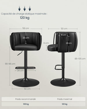 360° Swivel Bar Stools with Adjustable Height (Set of 2)