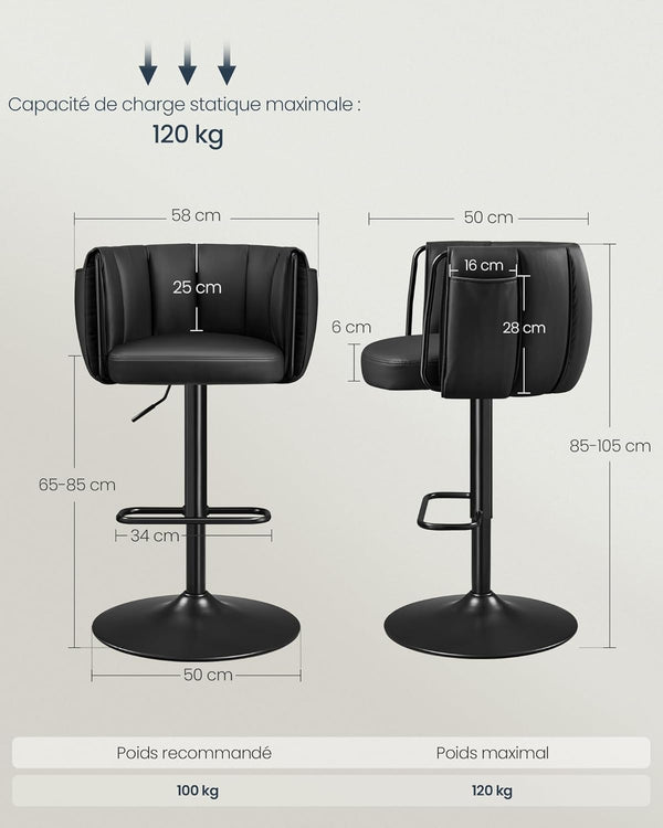 360° Swivel Bar Stools with Adjustable Height (Set of 2)