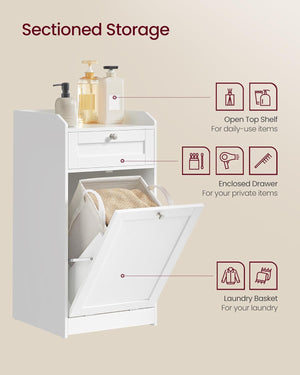 Bathroom Cabinet with Laundry Basket & Drawer - Karrari