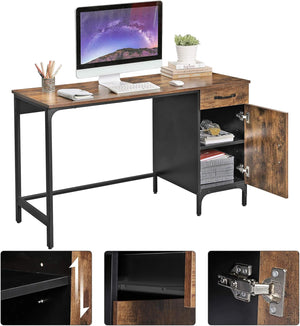 Industrial Computer Desk with Drawer & Cabinet