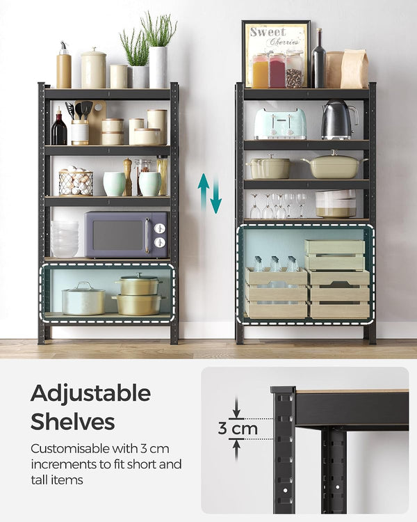 5-Tier Garage Shelving Unit - Steel, Boltless & Durable (30x75x150cm)