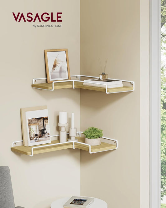 Floating Shelves, Set of 2, L-Shaped Corner Shelves for Wall, Corner Wall Shelf