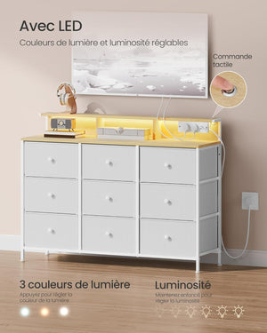 9-Drawer Fabric Cabinet with LED Lighting