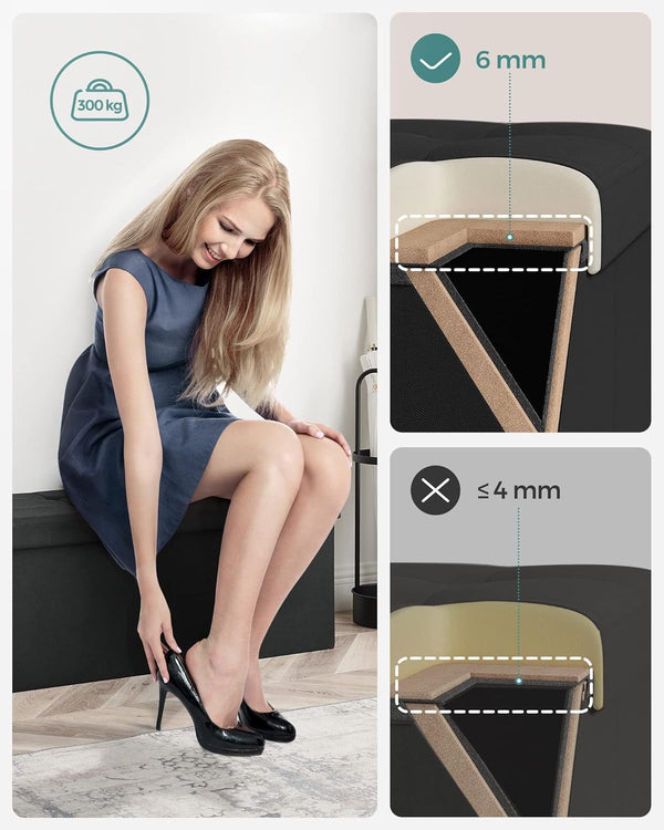 Storage Ottoman Bench – Folding Footrest Stool