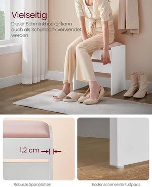 Velvet Makeup Stool with Non-Slip Foot Pads