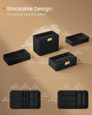 8-Slot 3-Tier Stackable Watch Box – PU Leather - Karrari