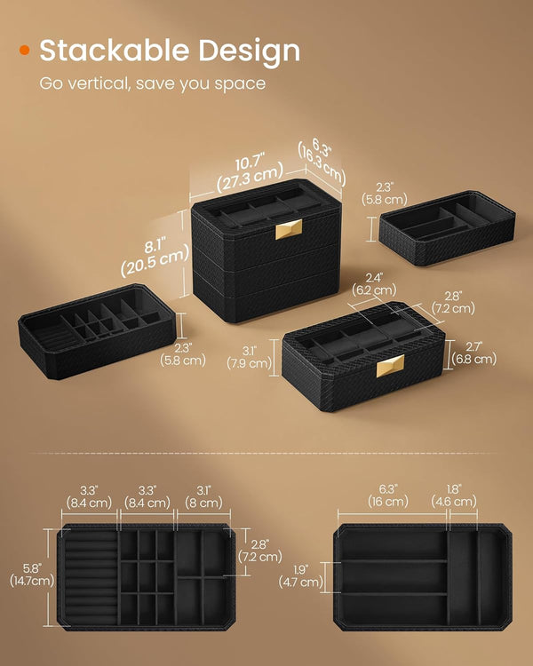 8-Slot 3-Tier Stackable Watch Box – PU Leather - Karrari