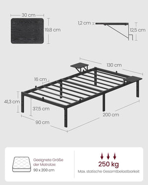 Single Bed Frame with Storage Shelves (200x90cm) - Karrari