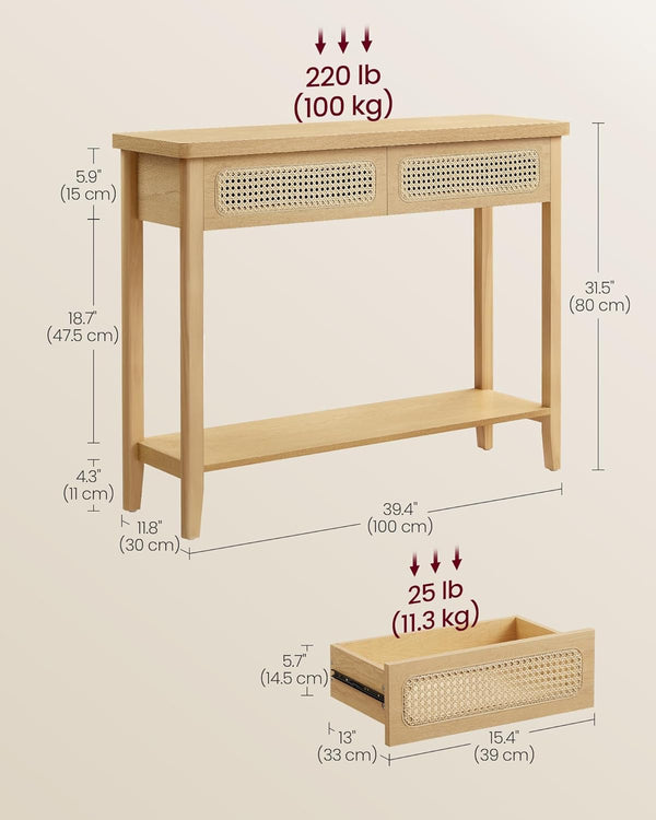 Boho Oak Beige Console Table - Karrari