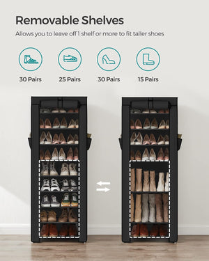 10-Tier Shoe Rack with Cover, Shoe Storage Cabinet for 27-35 Pairs