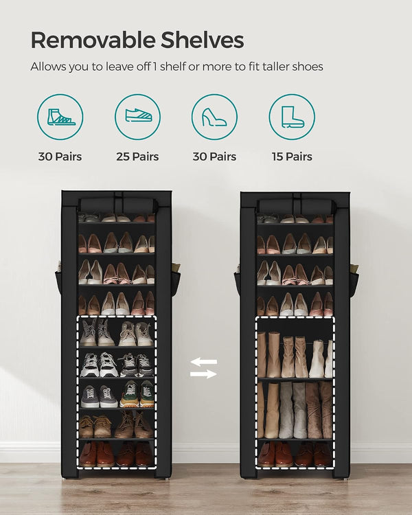 10-Tier Shoe Rack with Cover, Shoe Storage Cabinet for 27-35 Pairs
