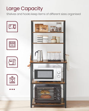 Kitchen Baker’s Rack with Shelves and Hooks