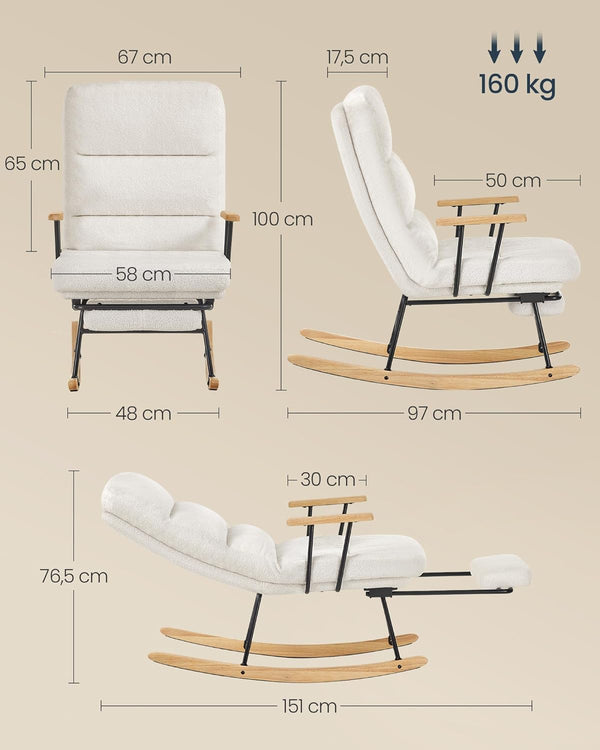 Rocking Chair with 4 Position Adjustable Backrest - Karrari