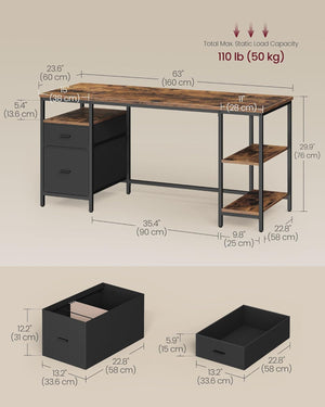 Industrial Style Computer Desk with Storage - Karrari