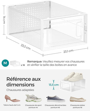 Pack of 18 Stackable Shoe Storage Boxes