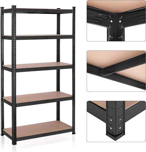 5-Tier Steel Storage Shelving Unit - Tool-Free Assembly (50x100x200cm) - Karrari