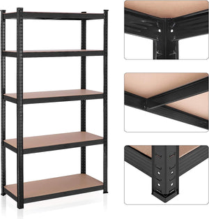 Garage Storage Shelf - 5-Tier Steel, Tool-Free Assembly (40 90x180cm) - Karrari
